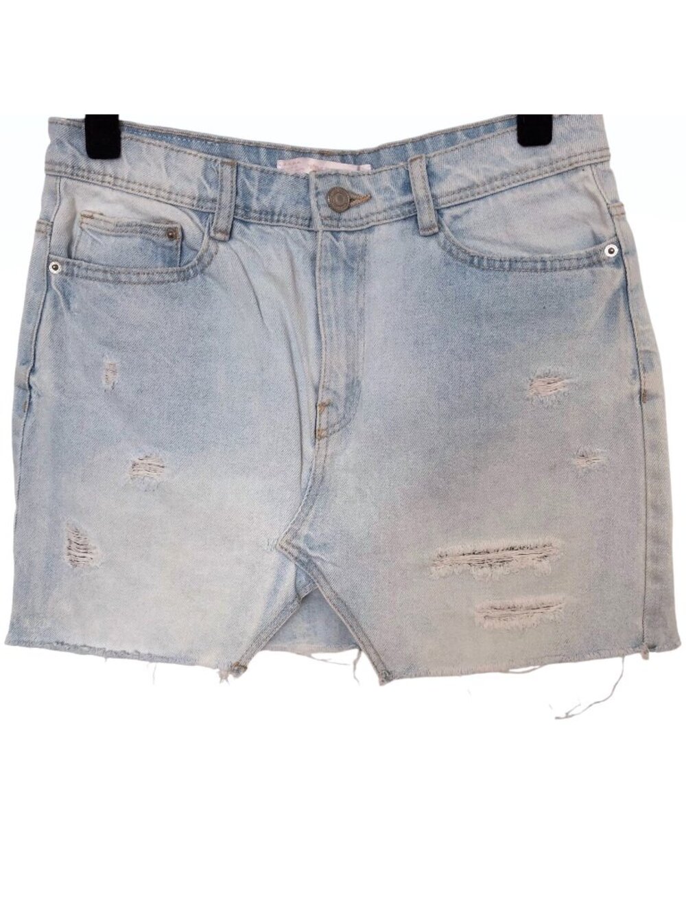 Zara Trafaluc Light Wash Distressed Denim Skirt Small